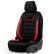 Universal Suede/Leather/Cloth Seat Cover Set 'Iconic' Black/Red - 11-piece, Thumbnail 3