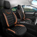 Universal Suede/Leather/Cloth Seat Cover Set 'Iconic' Black/Terracotta - 11-piece, Thumbnail 2