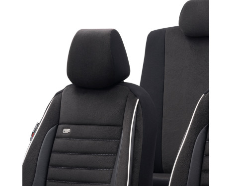 Universal Velours/Cloth Seat Cover Set 'Royal' Black + White edge - 11-piece - suitable for Side, Image 4