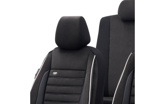Universal Velours/Cloth Seat Cover Set 'Royal' Black + White edge - 11-piece - suitable for Side, Image 4