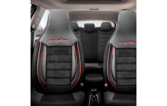 Universal Velours/Fabric CityBug Seat Cover Set Comfortline Black/Red - 9-piece, Image 2