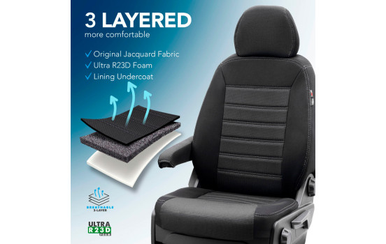 Original Design Fabric Seat Cover Set 2+1 suitable for Peugeot Boxer 2020-, Image 3