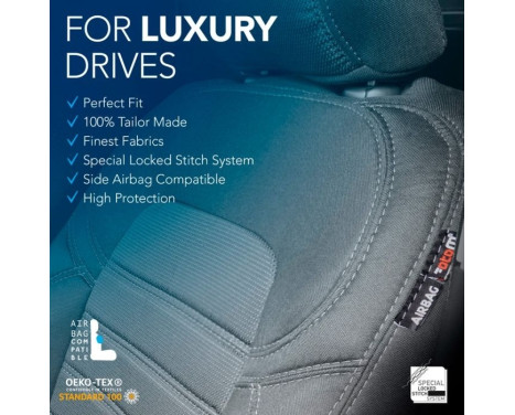 Original Design Fabric Seat Cover Set 2+1 suitable for Renault Trafic/Fiat Talento/Nissan NV300, Image 4