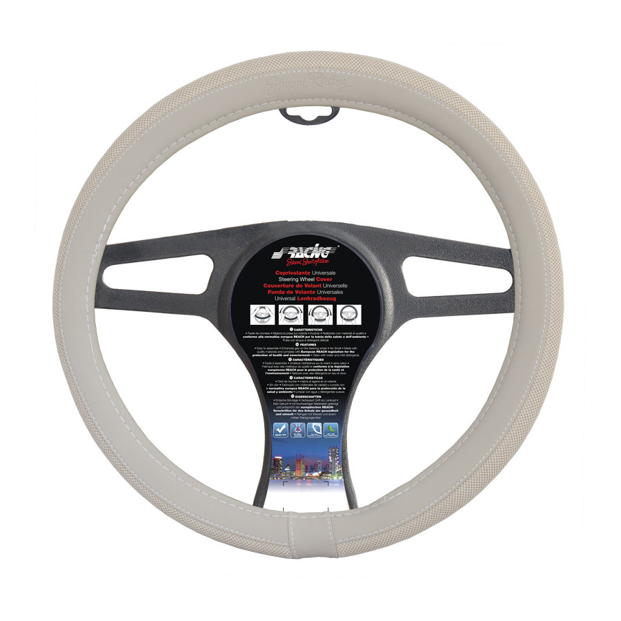 Simoni Racing Steering wheel cover 500 3739cm White Synthetic leather Winparts.ie