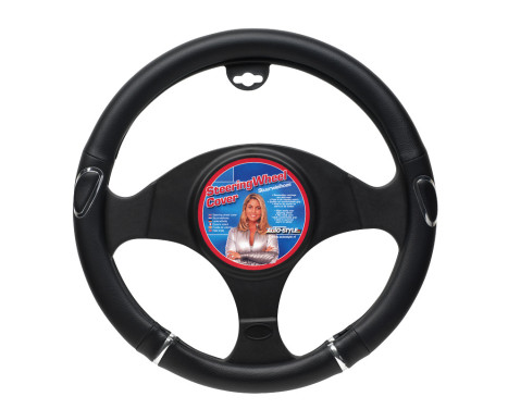 AutoStyle Steering Wheel Cover Black/Chrome, Image 2