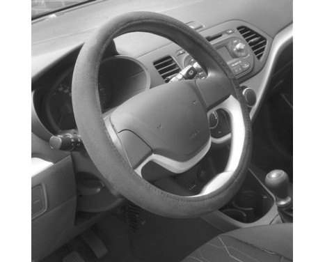Carpoint Steering Wheel Cover Black Suedine, Image 2