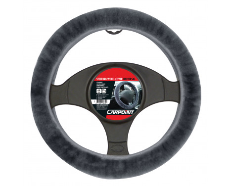 Carpoint Steering Wheel Cover Dark Gray Sheepskin