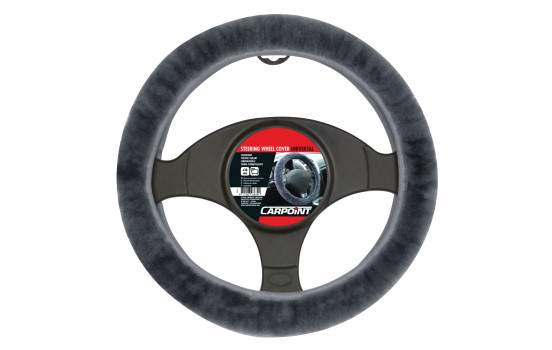 Carpoint Steering Wheel Cover Dark Gray Sheepskin