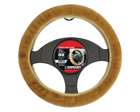 Carpoint Steering Wheel Cover Natural Sheepskin