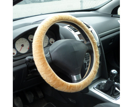 Carpoint Steering Wheel Cover Natural Sheepskin, Image 3