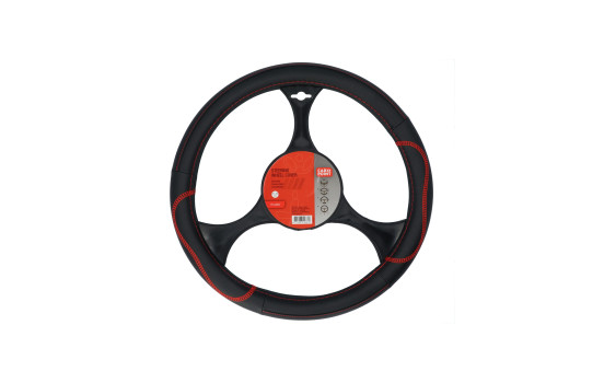 Carpoint Steering wheel cover PU Leather black/red accents 37-39cm