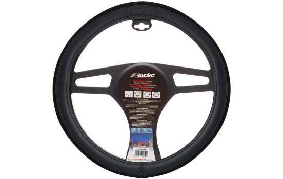 Simoni Racing Steering Wheel Cover 500 - Black Eco-Leather/Cotton - 37-39cm