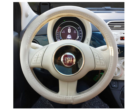Simoni Racing Steering Wheel Cover 500 White Faux Leather, Image 2