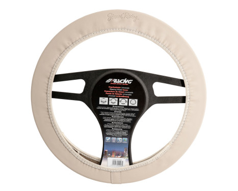 Simoni Racing Steering Wheel Cover 565 - 37-39cm - Beige Artificial Leather
