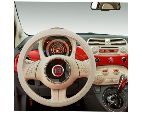 Simoni Racing Steering Wheel Cover 565 - 37-39cm - Beige Artificial Leather, Image 2