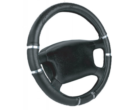Simoni ​Racing Steering Wheel Cover Black/Chrome Artificial Leather