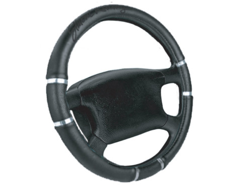 Simoni ​Racing Steering Wheel Cover Black/Chrome Artificial Leather, Image 2