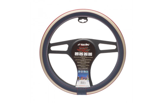 Simoni Racing Steering Wheel Cover British Beige/Blue/Red Artificial Leather