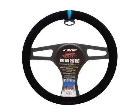 Simoni Racing Steering Wheel Cover Carrera Look - Black Microfiber + Blue Marking - 37-39cm
