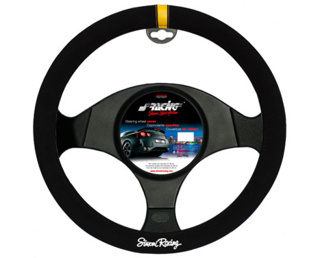 Simoni Racing Steering wheel cover Carrera Look Black/Yellow Suedine, Image 2