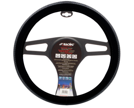 Simoni Racing Steering Wheel Cover Comfort - Black velvet/carbon look - 37-39 cm