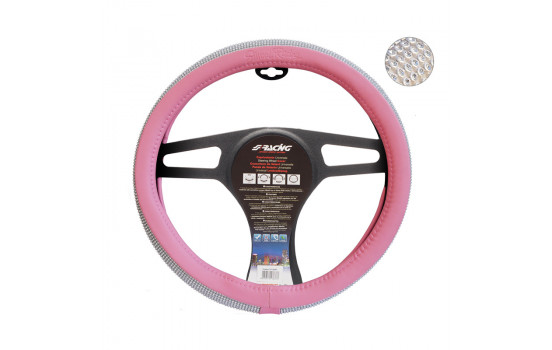 Simoni Racing Steering wheel cover Diamonds - 37-39cm - Pink Eco-Leather