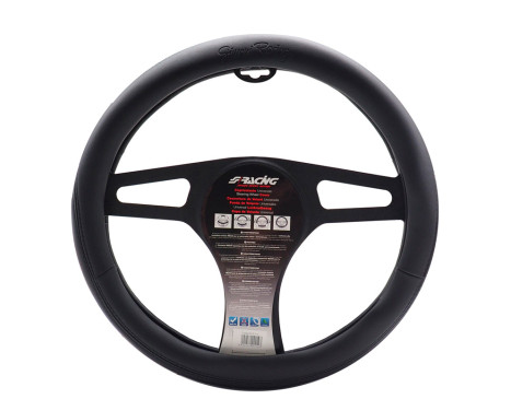 Simoni Racing Steering Wheel Cover Easy Black - 37-39cm - Black Eco-Leather