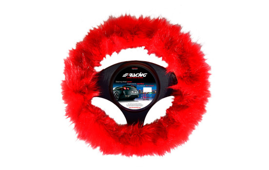 Simoni Racing Steering Wheel Cover Fluffy Fur Red, Image 2