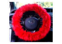 Simoni Racing Steering Wheel Cover Fluffy Fur Red