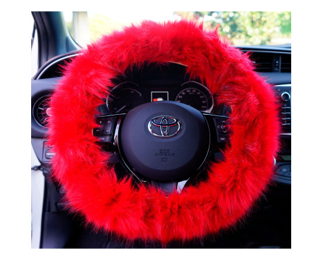 Simoni Racing Steering Wheel Cover Fluffy Fur Red