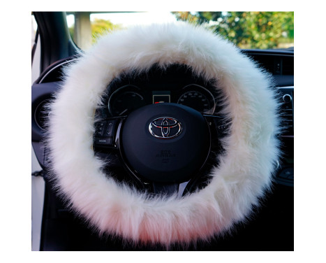 Simoni Racing Steering Wheel Cover Fluffy Fur White, Image 2