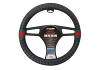 Simoni Racing Steering wheel cover G-Style- 37-39cm - Black/Red/Green Eco-Leather