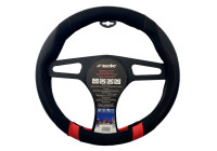 Simoni Racing Steering wheel cover Good Vibe R - 37-39cm - Black Eco-Leather, Microfiber, Carbon look, Red A