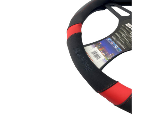 Simoni Racing Steering wheel cover Good Vibe R - 37-39cm - Black Eco-Leather, Microfiber, Carbon look, Red A, Image 3