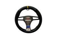 Simoni Racing Steering Wheel Cover Sporty - 37-39cm - Black Eco-Leather, Microfiber, Carbon look Yellow 12 hours