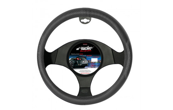 Simoni Racing Steering Wheel Cover Stainless Steel Nero - 37-39cm - Black Carbon-Look