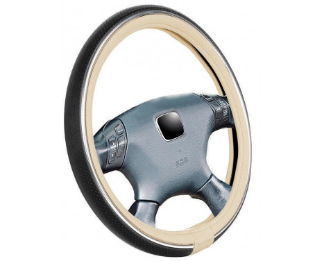 Simoni ​Racing Steering Wheel Cover Trophy 6 Black/Cream Artificial Leather