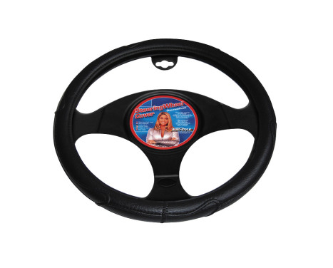 Universal steering wheel cover - 37-39cm - Black PVC Anti-Slip, Image 2