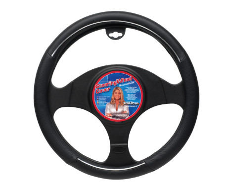 Universal steering wheel cover - Black / Chrome rim, Image 2