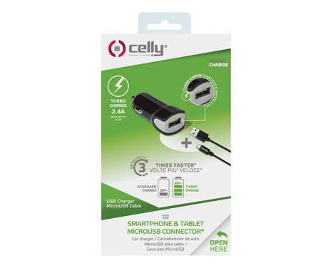 Celly Car Charger 2.4A & Micro-USB cable black, Image 2