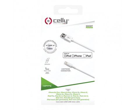 Celly Data cable Iphone lightning 1 meter white, Image 2