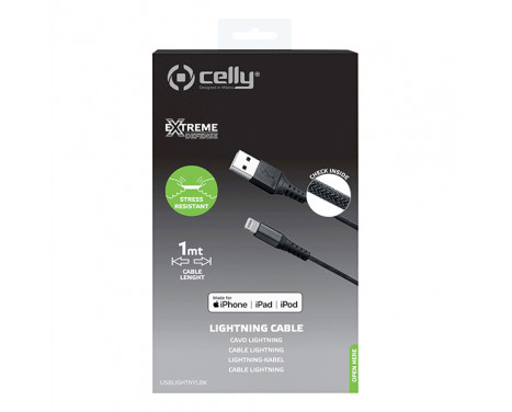 Celly Data cable Lightning Nylon 1 meter black, Image 4