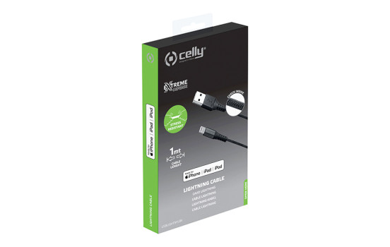 Celly Data cable Lightning Nylon 1 meter black, Image 5