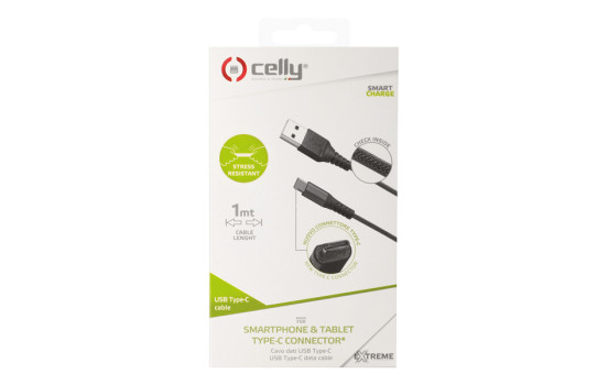 Celly Data Cable USB-C Nylon 1 Meter Black, Image 2