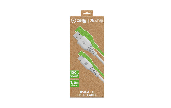 Celly Planet USB-A > USB-C Cable White 1.5 meters, Image 2