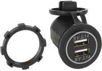 Dual USB car charger 12V/24V 4.2A / Blue (Bulk)