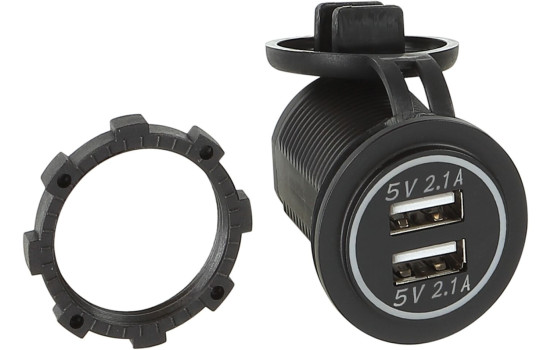 Dual USB car charger 12V/24V 4.2A / White (Bulk)