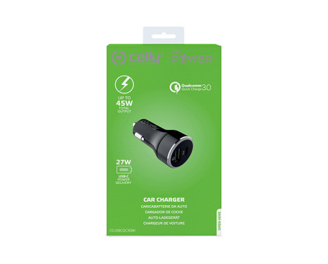Celly Car charger USB + USB-C QC30, Image 2