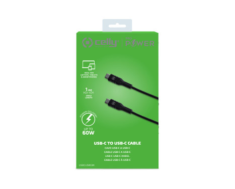 Celly Power Delivery Cable 60W USB-C > USB-C 1 meter