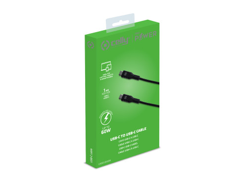 Celly Power Delivery Cable 60W USB-C > USB-C 1 meter, Image 3
